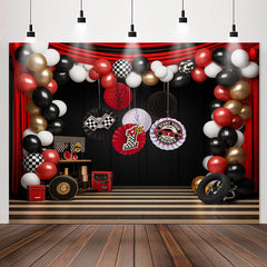 Lofaris Racing Venue Curtain Balloons 1st Birthady Backdrop