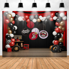 Lofaris Racing Venue Curtain Balloons 1st Birthady Backdrop