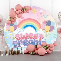 Lofaris Rainbow Balloons Sweet Dreams Circle Birthday Backdrop