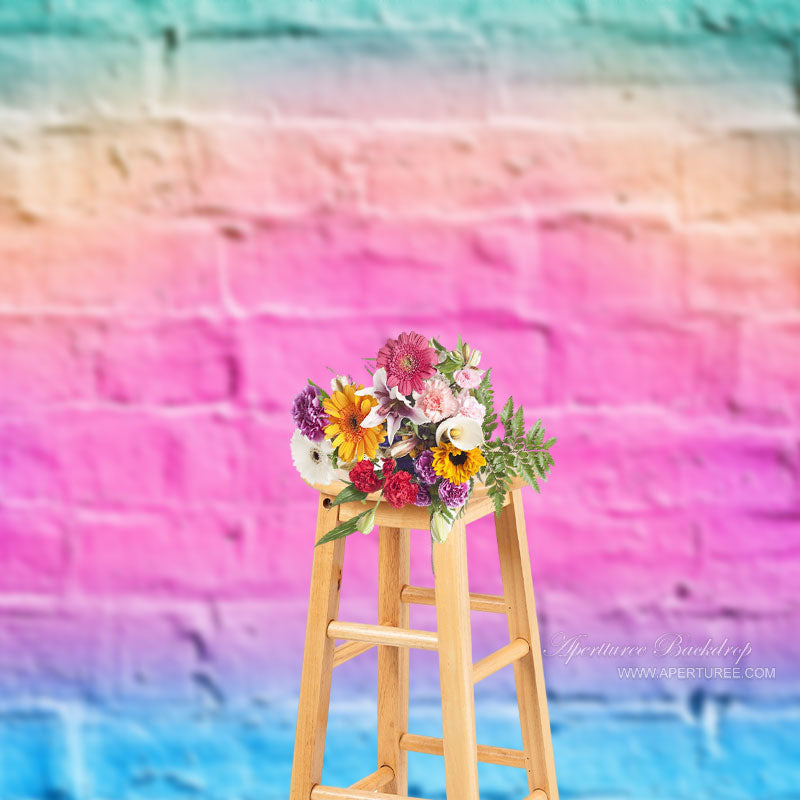 Lofaris Rainbow Candy Pastel Brick Wall Portrait Backdrop