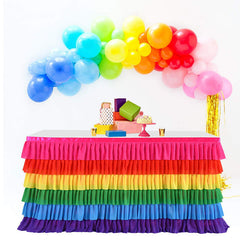 Lofaris Rainbow Color Chiffon Layering Banquet Table Skirt