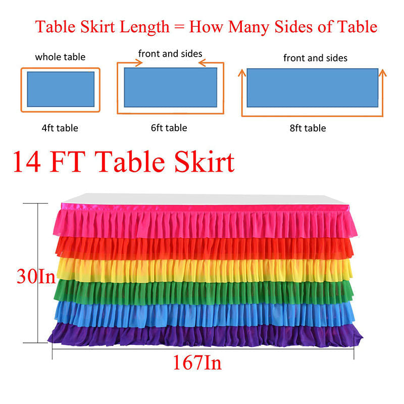 Lofaris Rainbow Color Chiffon Layering Banquet Table Skirt