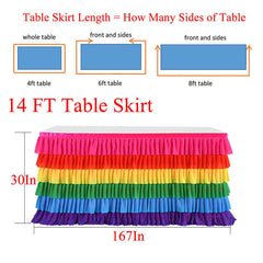Lofaris Rainbow Color Chiffon Layering Banquet Table Skirt
