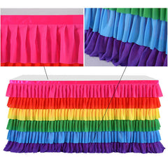 Lofaris Rainbow Color Chiffon Layering Banquet Table Skirt