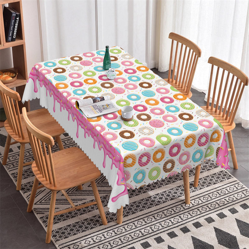 Lofaris Rainbow Color Donuts Repeat Tablecloth For Home Decor