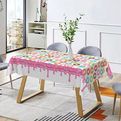 Lofaris Rainbow Color Donuts Repeat Tablecloth For Home Decor