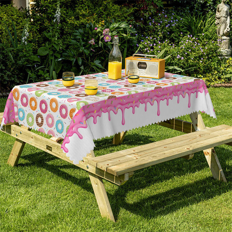 Lofaris Rainbow Color Donuts Repeat Tablecloth For Home Decor