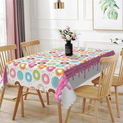 Lofaris Rainbow Color Donuts Repeat Tablecloth For Home Decor