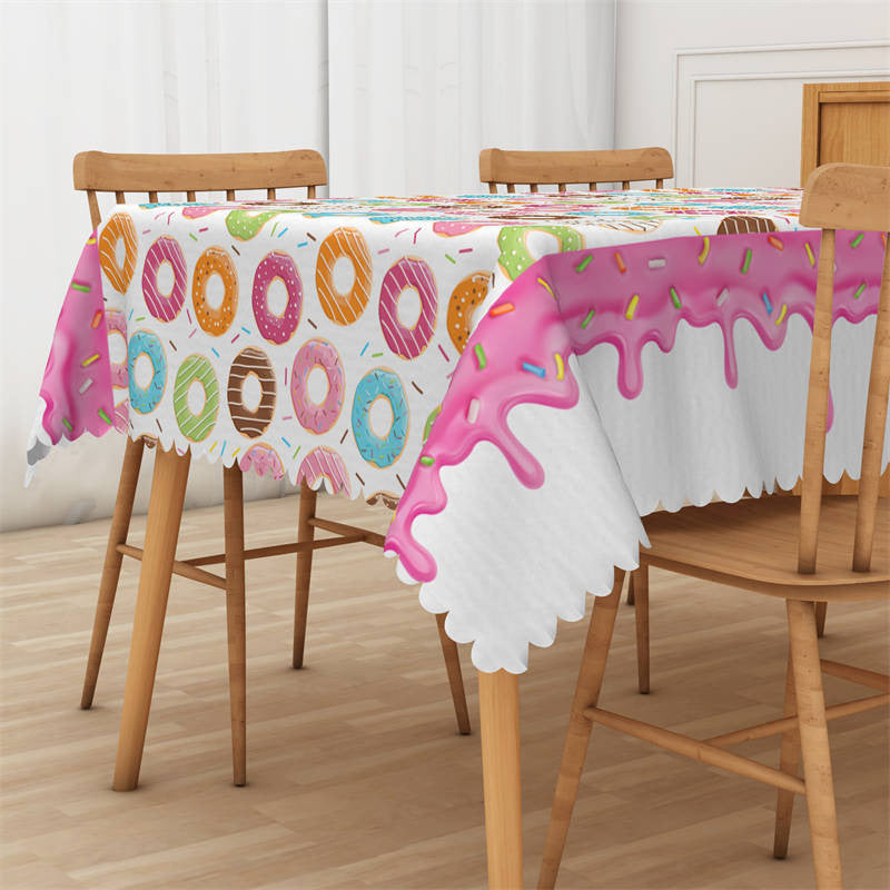 Lofaris Rainbow Color Donuts Repeat Tablecloth For Home Decor