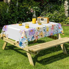 Lofaris Rainbow Color Flowers Spring Tablecloth For Kitchen