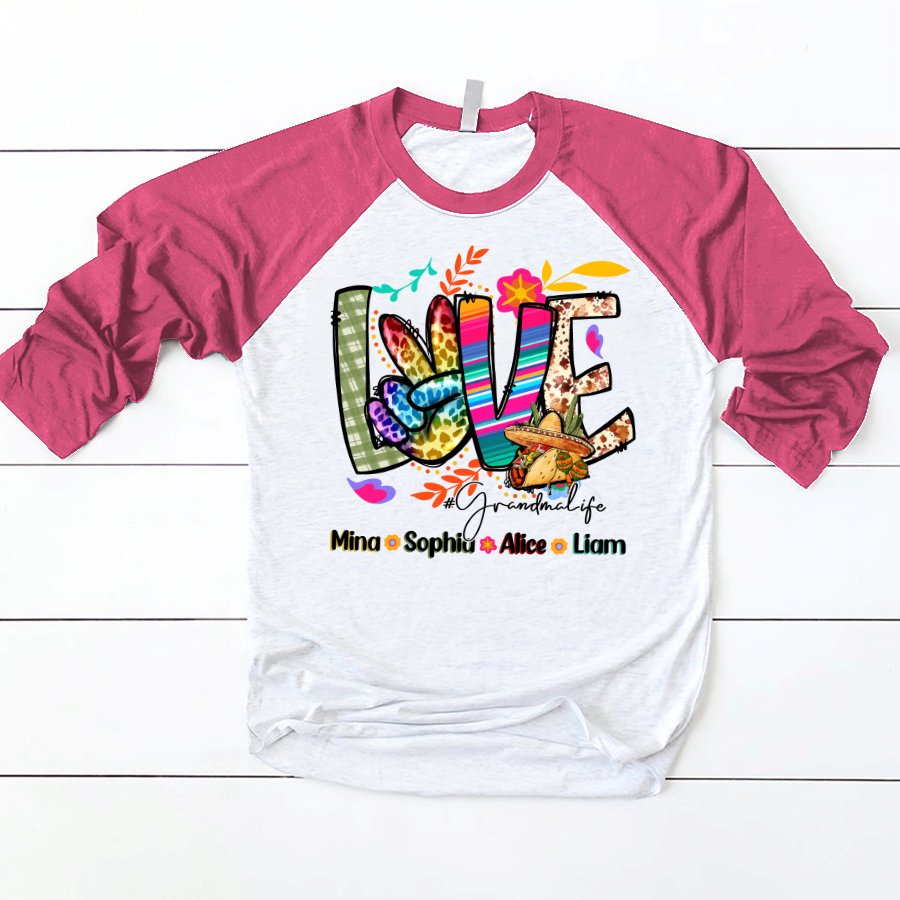 Lofaris Rainbow Color Peace Love Custom Name Baseball Shirt