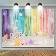 Lofaris Rainbow Curtain Stars 1St Birthday Cake Smash Backdrop
