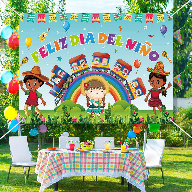 Lofaris Rainbow Feliz Dia Del Nino Children Day Backdrop