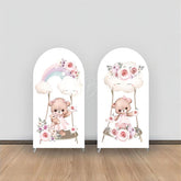 Lofaris Rainbow Floral Swing Bear Baby Shower Arch Backdrop