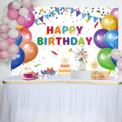Lofaris Rainbow Happy Birthday Gift Box Party Backdrop