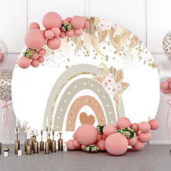 Lofaris Rainbow Heart Boho Floral Round Baby Shower Backdrop