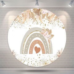 Lofaris Rainbow Heart Boho Floral Round Baby Shower Backdrop