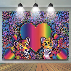 Lofaris Rainbow Heart Tiger Leopard Party Photo Backdrop