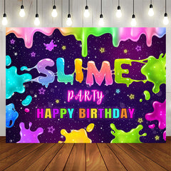Lofaris Rainbow Slime Glitter Night Stars Birthday Backdrop