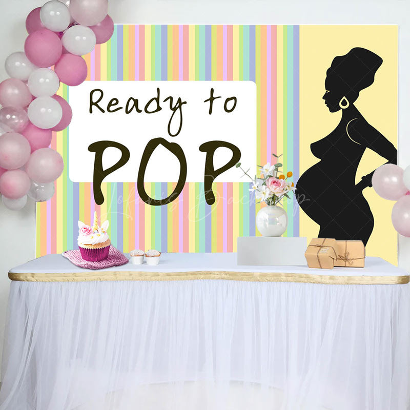 Lofaris Rainbow Stripe Ready To Pop Baby Shower Backdrop