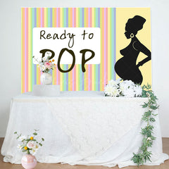 Lofaris Rainbow Stripe Ready To Pop Baby Shower Backdrop