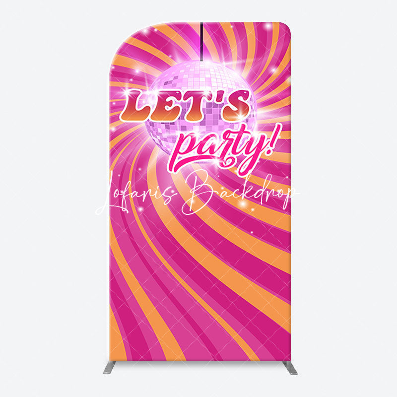 Lofaris Rainbow Stripe Shine Disco Ball Arch Party Backdrop