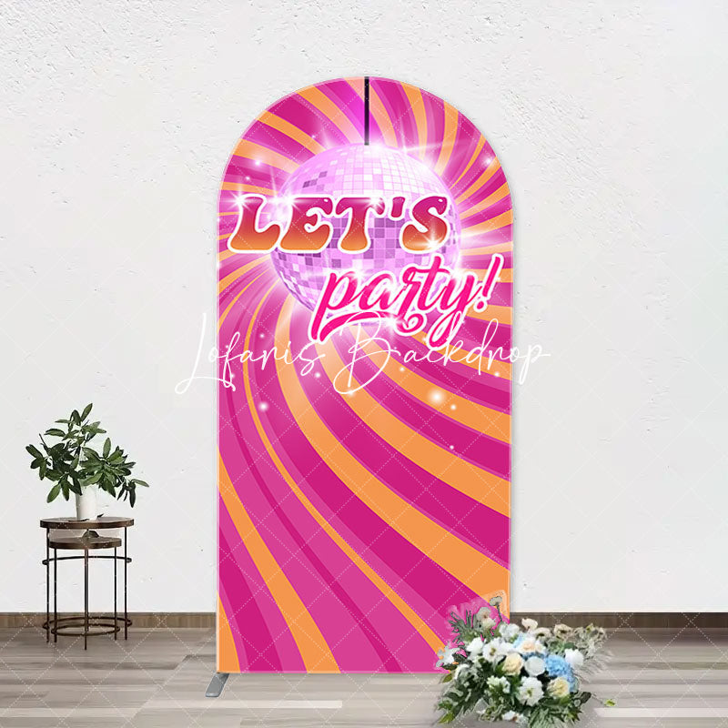 Lofaris Rainbow Stripe Shine Disco Ball Arch Party Backdrop