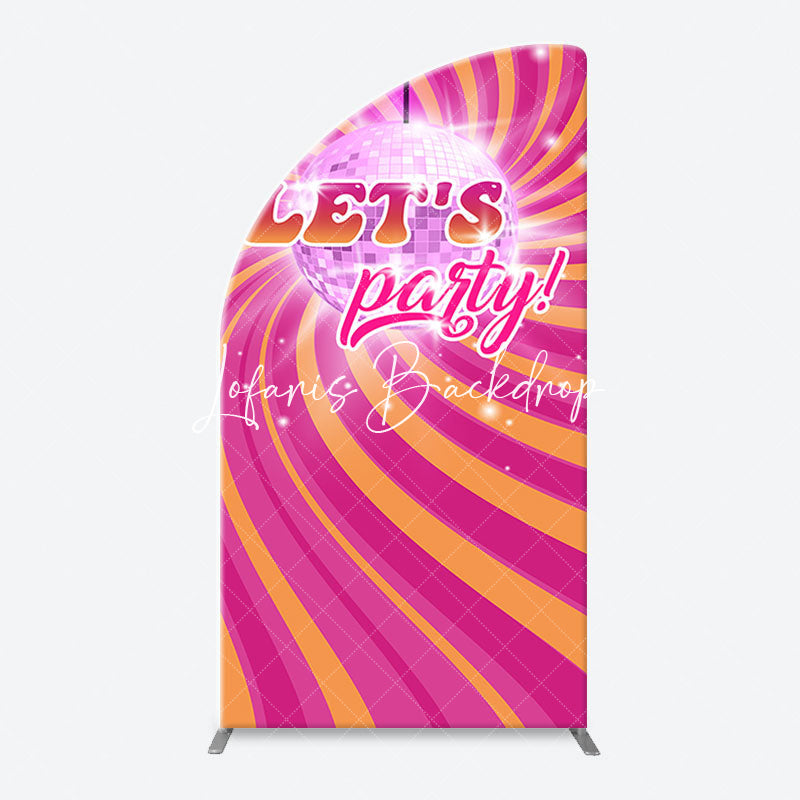 Lofaris Rainbow Stripe Shine Disco Ball Arch Party Backdrop