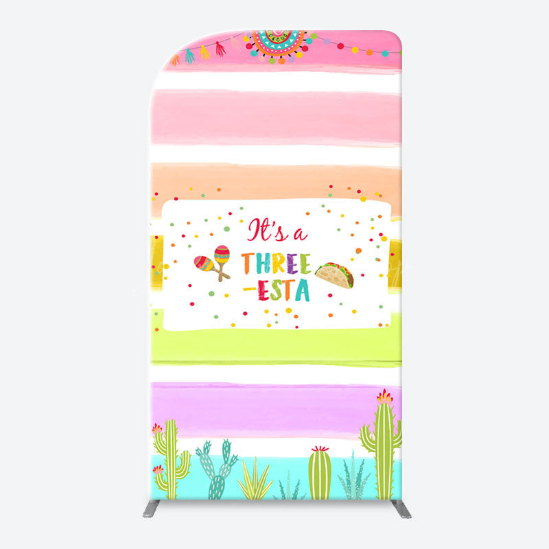 Lofaris Rainbow Stripe Three Esta Arch Birthday Backdrop
