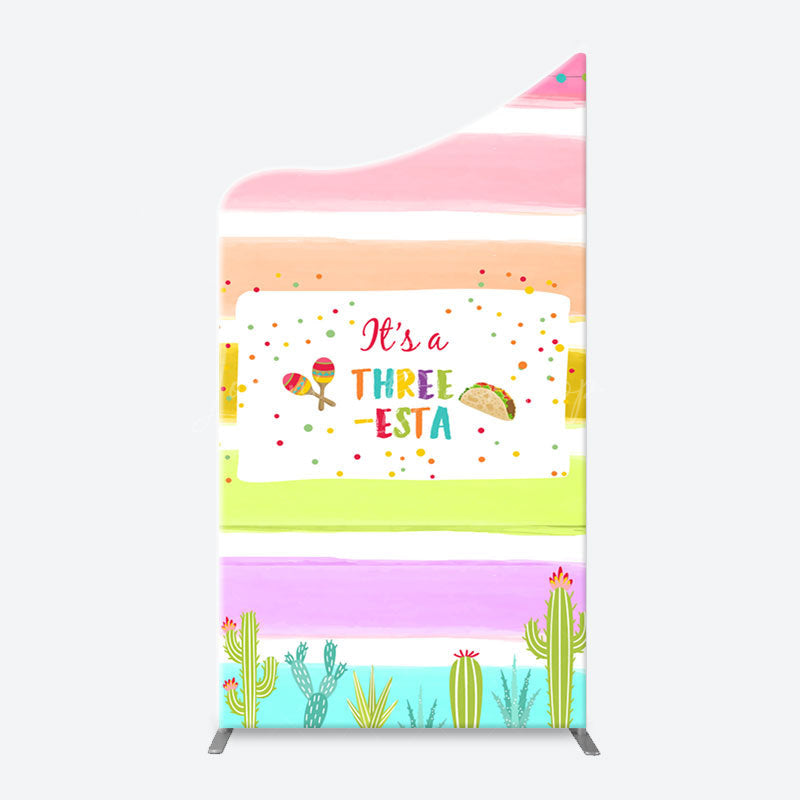 Lofaris Rainbow Stripe Three Esta Arch Birthday Backdrop