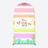 Lofaris Rainbow Stripe Three Esta Arch Birthday Backdrop
