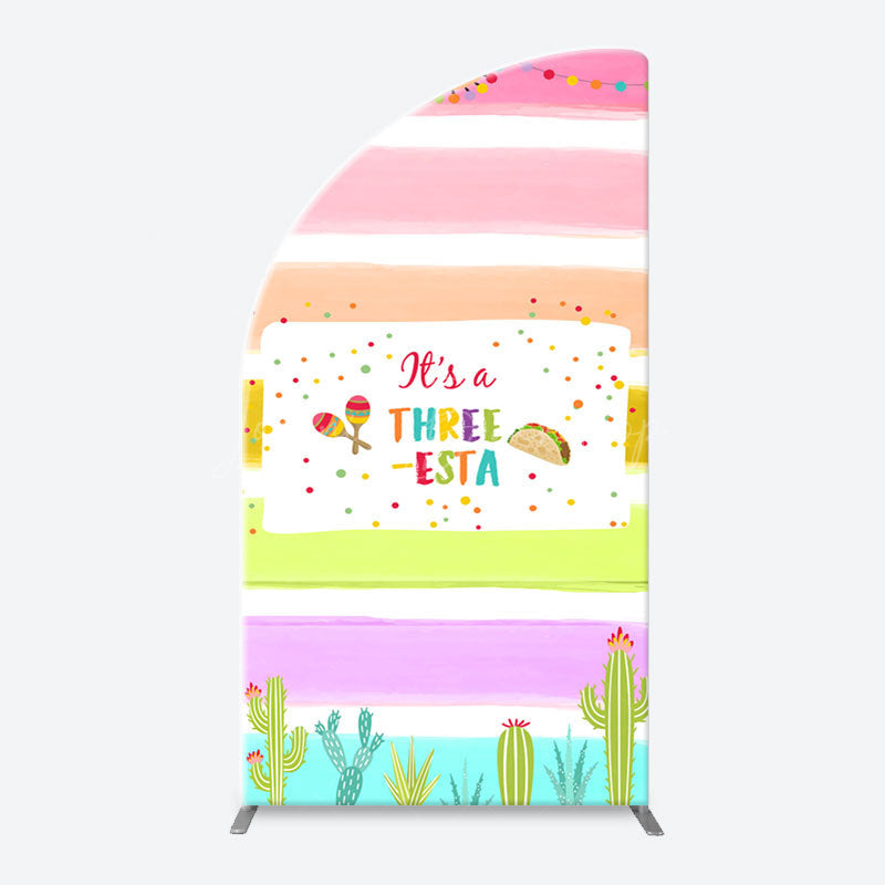 Lofaris Rainbow Stripe Three Esta Arch Birthday Backdrop