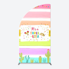 Lofaris Rainbow Stripe Three Esta Arch Birthday Backdrop