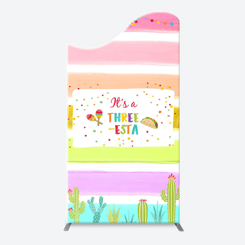 Lofaris Rainbow Stripe Three Esta Arch Birthday Backdrop