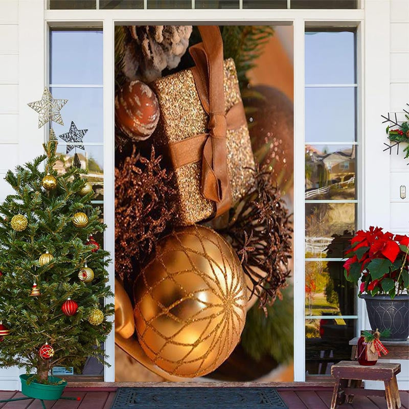 Lofaris Real Scene Christmas Balls And Present Door Cover