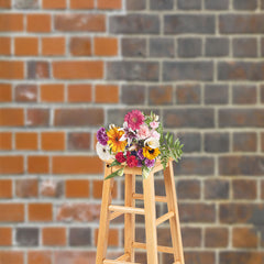 Lofaris Red And Black Brick Wall Vintage Photo Backdrop