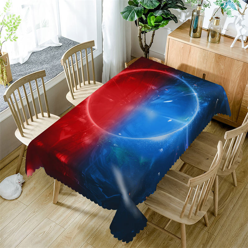 Lofaris Red And Blue Aureole Light Rectangle Tablecloth