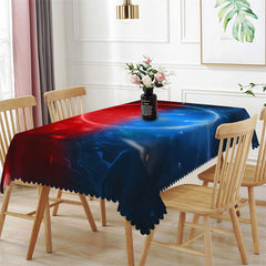Lofaris Red And Blue Aureole Light Rectangle Tablecloth