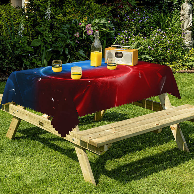 Lofaris Red And Blue Aureole Light Rectangle Tablecloth