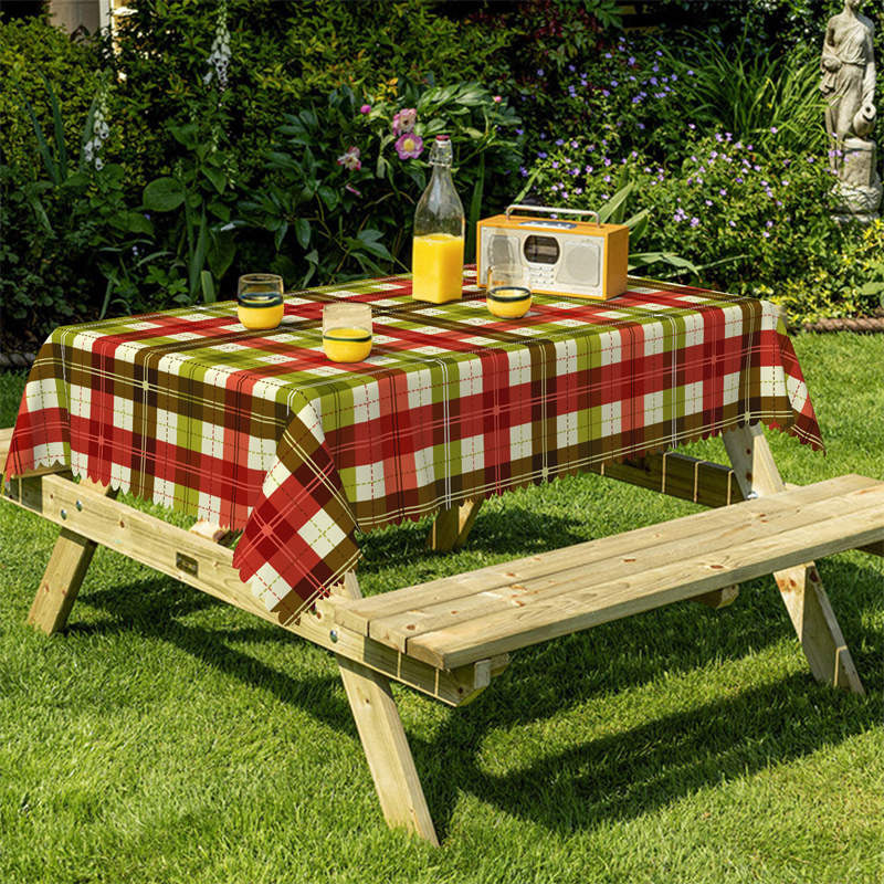Lofaris Red And Green Checkerboard Rectangle Tablecloth