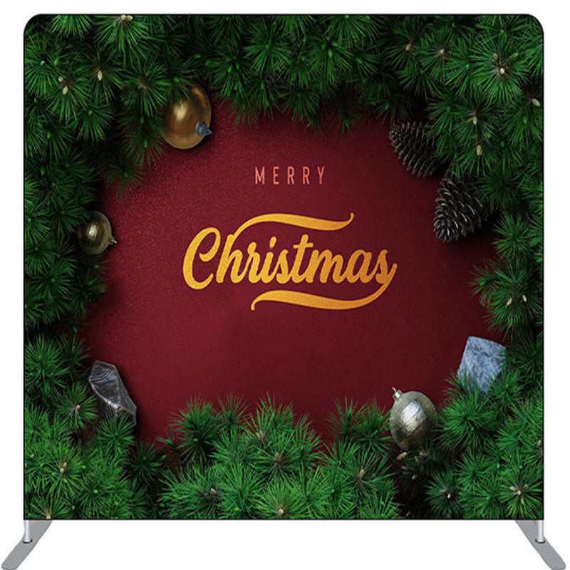 Lofaris Red And Green Pine Needle Merry Christmas Backdrop