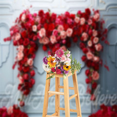 Lofaris Red And Pink Rose Blue Light Luxury Wall Backdrop