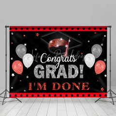 Lofaris Red And Sliver Ballons Black Graduation Party Backdrop