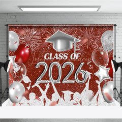 Lofaris Red And Silver Glitter Balloons 2026 Grad Backdrop