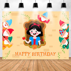 Lofaris Red Apple Princess Girls Happy Birthday Backdrop