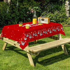 Lofaris Red Ball Stars Merry Christmas Rectangle Tablecloth