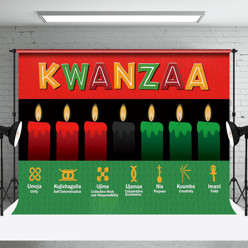 Lofaris Red Black And Green Candle Kwanzaa Holiday Backdrop