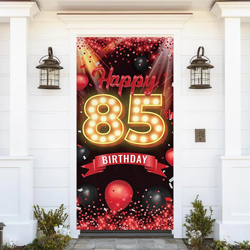 Lofaris Red Black Balloons Confetti 85Th Birthday Door Cover