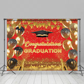 Lofaris Red Black Golden Flag Balloons Graduation Backdrop
