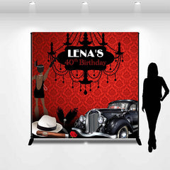 Lofaris Red Black Luxury Car Custom Name Birthday Backdrop
